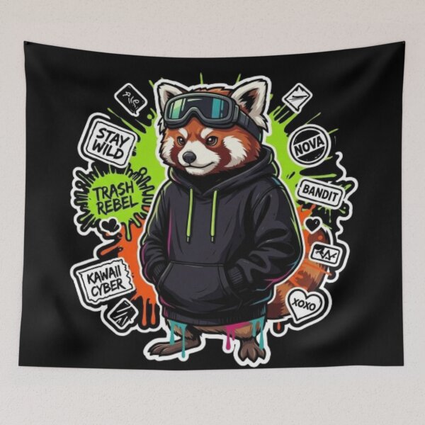 Item preview, Kawaii Cyber Red Panda Streetwear Urban art designed and sold by PoleksGraphics.
