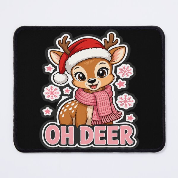 Item preview, Oh Deer Cute Christmas Fawn Pink Bow designed and sold by Design Vibras.