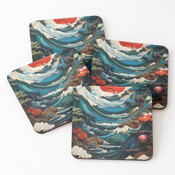 Item preview, Japanese Paper Cut Landscape – Layered Mountain Sunset Art designed and sold by frantuliuss.