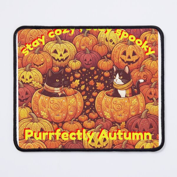 Item preview, Black And Tuxedo Cats Spooky Fall Pumpkin Patch designed and sold by hepopatterns.