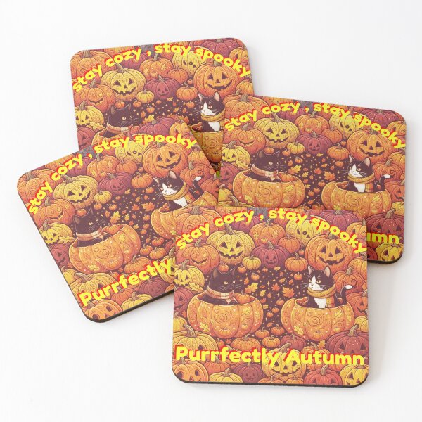 Item preview, Black And Tuxedo Cats Spooky Fall Pumpkin Patch designed and sold by hepopatterns.
