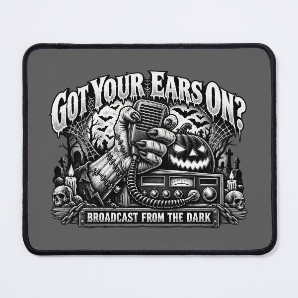 Item preview, Got Your Ears On Broadcast From The Dark - Black and White Monster CB Radio Art designed and sold by NomadForge.