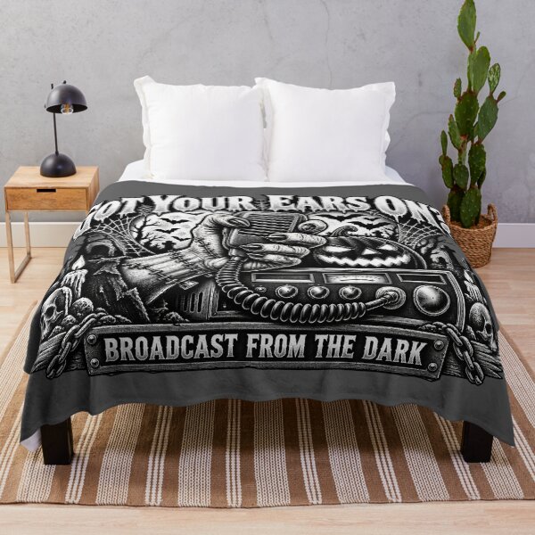 Item preview, Got Your Ears On Broadcast From The Dark - Black and White Monster CB Radio Art designed and sold by NomadForge.