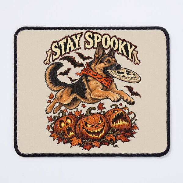 Item preview, Stay Spooky German Shepherd Catching Skull Frisbee designed and sold by MythicCotton.