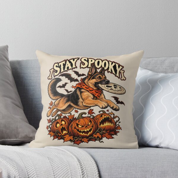 Item preview, Stay Spooky German Shepherd Catching Skull Frisbee designed and sold by MythicCotton.