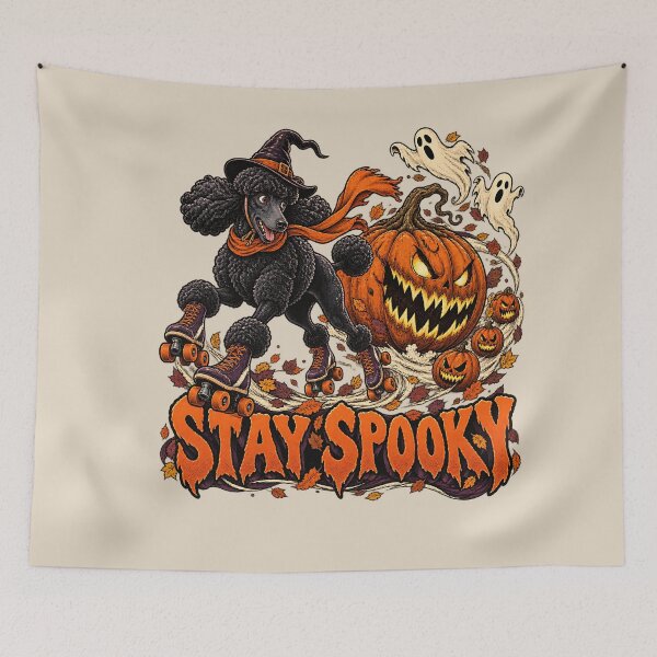 Item preview, Stay Spooky Roller Skating Witch Poodle Dog designed and sold by MythicCotton.