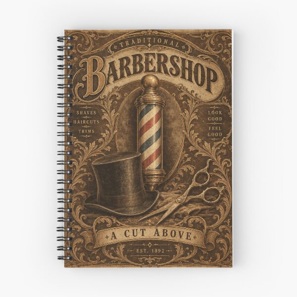 Item preview, Vintage Barbershop Poster – Ornate Barber Pole Scissors Top Hat Filigree designed and sold by Jandedan.