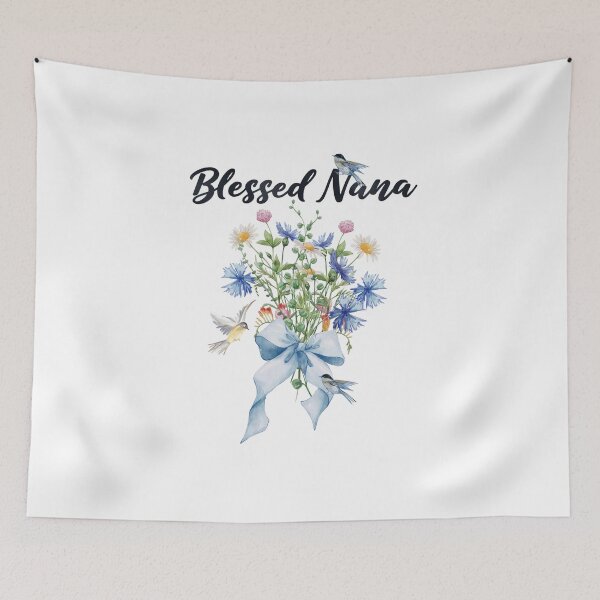Item preview, Blessed Nana with Wildflower Bouquet with Bow & Birds designed and sold by JeweledDesigns.