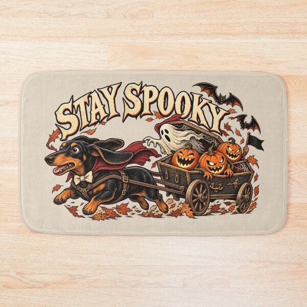 Item preview, Stay Spooky Vampire Dachshund Pulling Halloween Wagon designed and sold by MythicCotton.