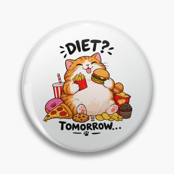 Item preview, Kawaii Fat Cat Dieting Humor Fast Food Feast designed and sold by JrNergal.