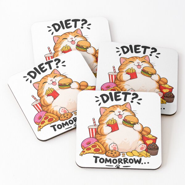 Item preview, Kawaii Fat Cat Dieting Humor Fast Food Feast designed and sold by JrNergal.