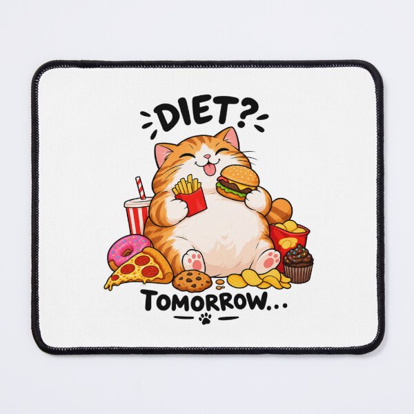 Item preview, Kawaii Fat Cat Dieting Humor Fast Food Feast designed and sold by JrNergal.