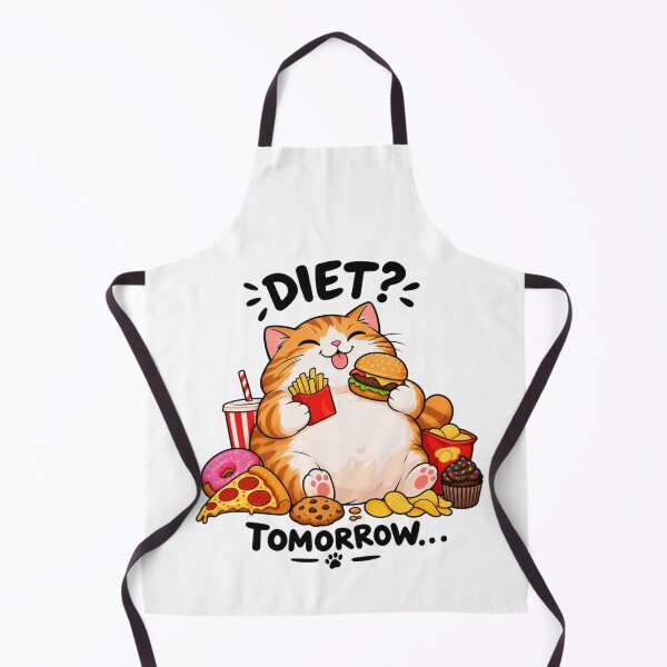 Item preview, Kawaii Fat Cat Dieting Humor Fast Food Feast designed and sold by JrNergal.