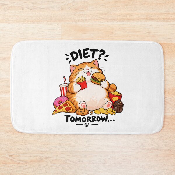 Item preview, Kawaii Fat Cat Dieting Humor Fast Food Feast designed and sold by JrNergal.