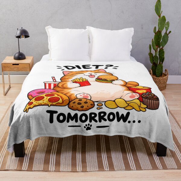 Item preview, Kawaii Fat Cat Dieting Humor Fast Food Feast designed and sold by JrNergal.