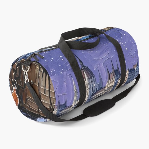 Item preview, Surreal Winter Budapest Parliament Chest Black Cat Impasto Art designed and sold by LujziWorld.