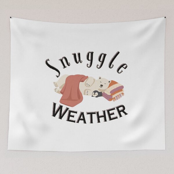 Item preview, Cute Cozy Polar Bear and Penguin Snuggle Weather | Dark Ink Edition designed and sold by SunandShade.