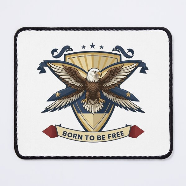 Item preview, Born To Be Free Eagle Shield Vintage Emblem designed and sold by Color & Form.