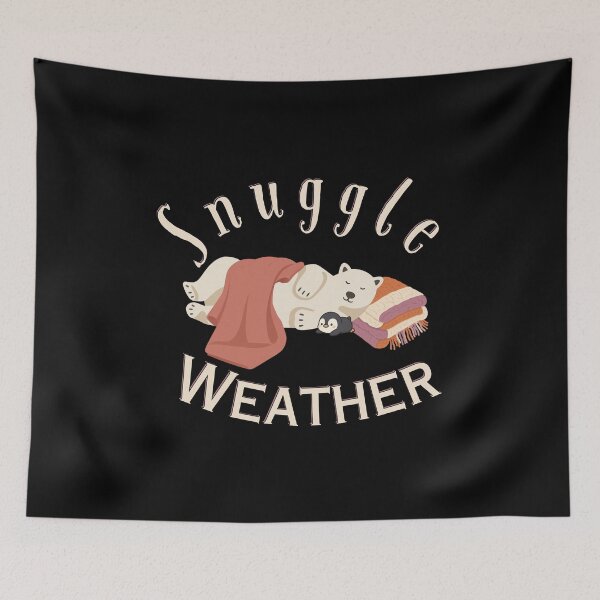 Item preview, Cute Cozy Polar Bear and Penguin Snuggle Weather | Light Ink Edition designed and sold by SunandShade.