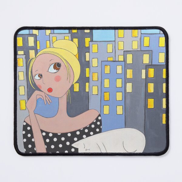 Item preview, Woman in the City with a White Cat designed and sold by Diarta.