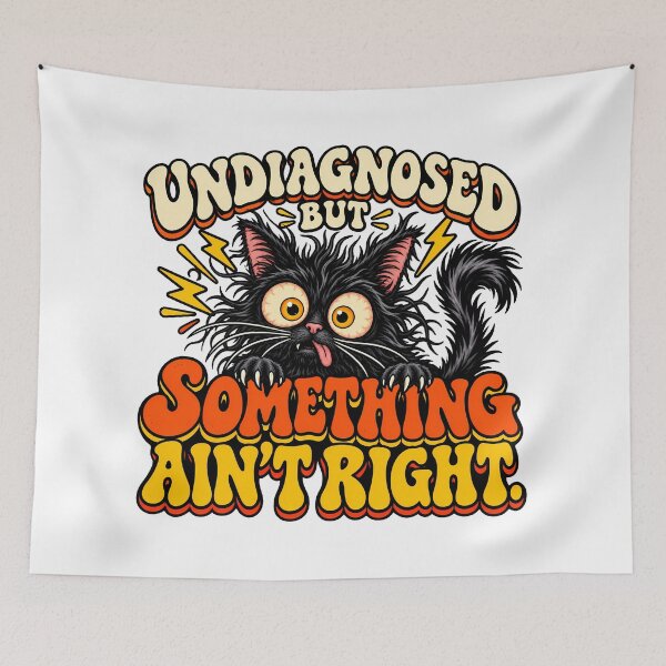 Item preview, Undiagnosed But Something Ain't Right Funny Black Cat Retro designed and sold by Photo-Sphere101.