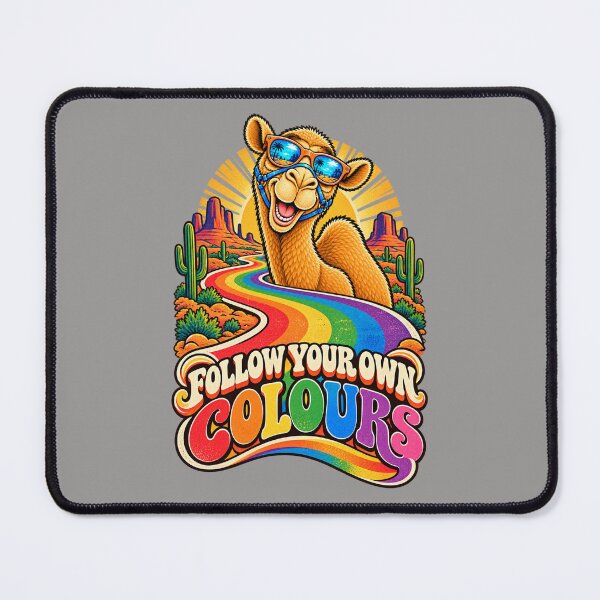 Item preview, FOLLOW YOUR OWN COLOURS – Retro Rainbow Road Pride Camel – Funny Camel T-Shirt Animal Graphic Camel T-Shirt designed and sold by Camel & Quirk.