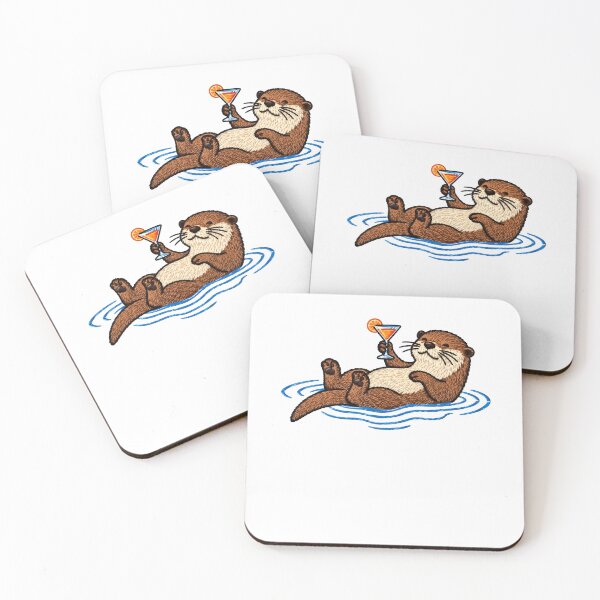 Item preview, Cute Otter Floating With Cocktail Summer Vacation Vibes designed and sold by Moizento.
