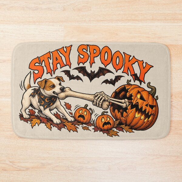 Item preview, Stay Spooky Terrier Dog vs Skeleton Bone Tug designed and sold by MythicCotton.