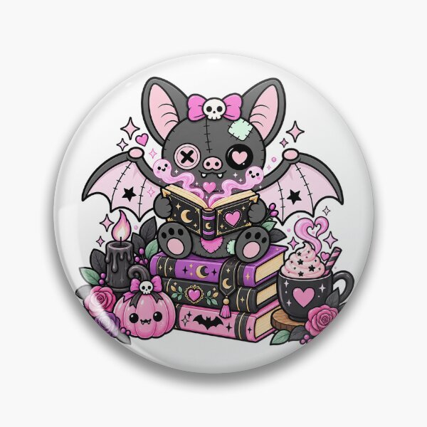 Item preview, Cute Witchy Bat Reading Books – Gothic Bookworm Pastel Goth Art designed and sold by winniwinston.