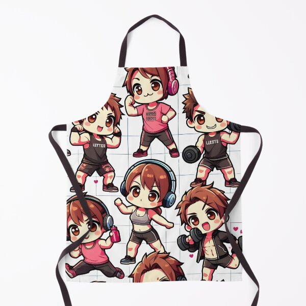Artikelvorschau, Chibi-Anime-Fitnessmuster entworfen und verkauft von StickyGuys.