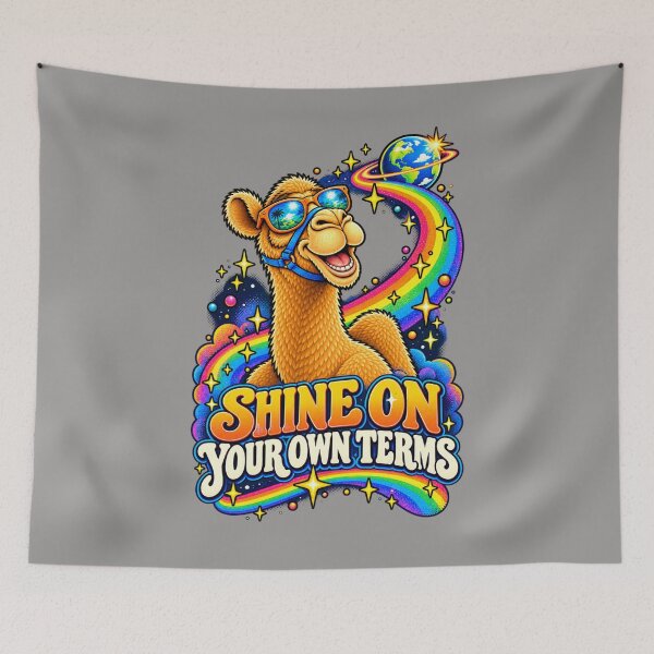 Item preview, SHINE ON YOUR OWN TERMS – Cosmic Pride Pride Camel – Funny Camel T-Shirt Animal Graphic Camel T-Shirt designed and sold by Camel & Quirk.