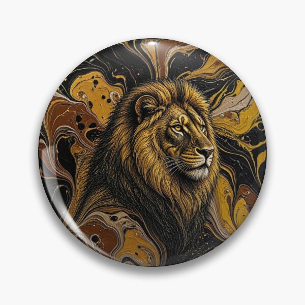 Item preview, Golden Lion Majesty - Geometric Splash Fluid Art designed and sold by Breezes-of-Ida.