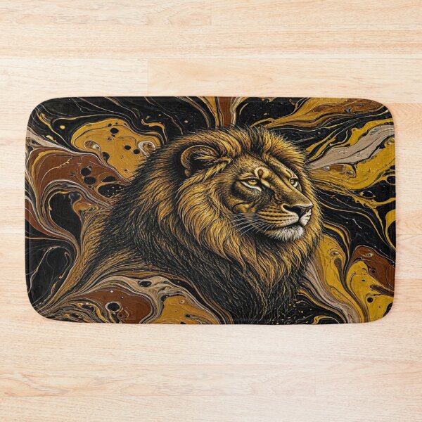 Item preview, Golden Lion Majesty - Geometric Splash Fluid Art designed and sold by Breezes-of-Ida.