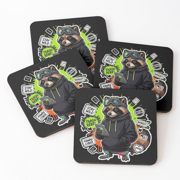Item preview, Kawaii Cyber Tanuki Raccoon Dog Streetwear Japanese Art designed and sold by PoleksGraphics.
