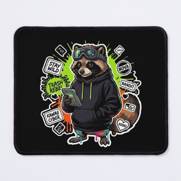 Item preview, Kawaii Cyber Tanuki Raccoon Dog Streetwear Japanese Art designed and sold by PoleksGraphics.