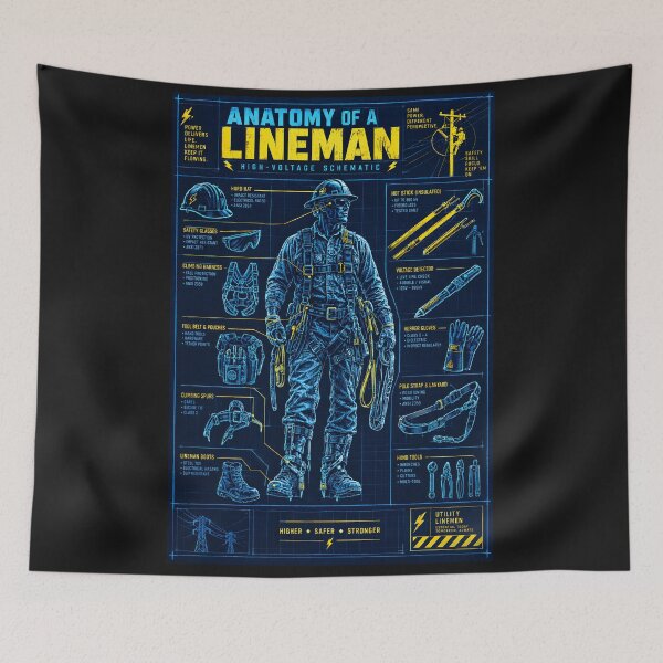 Item preview, Anatomy Of A Lineman High Voltage Shirt designed and sold by StudioBilly3000.
