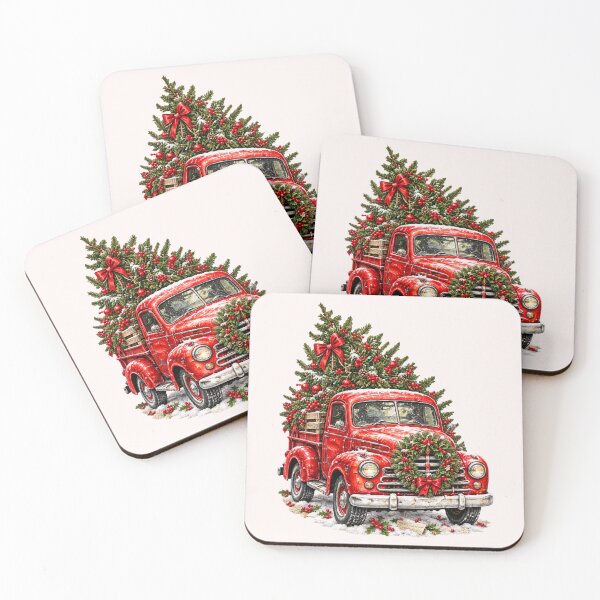 Item preview, Christmas red pickup truck designed and sold by TaruHonu.