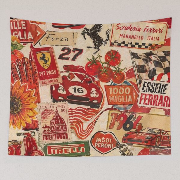 Item preview, Vintage Italian Racing Collage – Retro Motorsport Art designed and sold by frantuliuss.