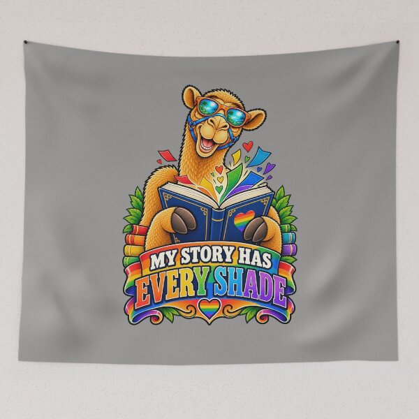 Item preview, MY STORY HAS EVERY SHADE – Bookish Pride Pride Camel – Funny Camel T-Shirt Animal Graphic Camel T-Shirt designed and sold by Camel & Quirk.