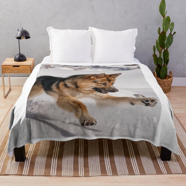 Item preview, Happy German Shepherd Playing Winter Snow designed and sold by VanGaldo.
