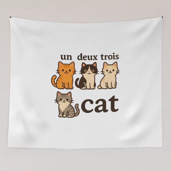 Item preview, Un Deux Trois Cat Funny Kawaii Kitties French Language Humor designed and sold by Photo-Sphere101.