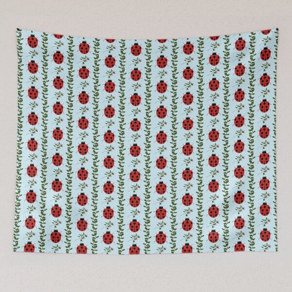 Item preview, Ladybugs and Vines - Whimsical Garden Clear Skies - Light Blue designed and sold by The Flying Bunny Studio.