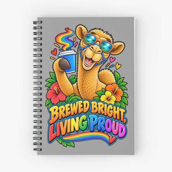 Item preview, BREWED BRIGHT, LIVING PROUD – Coffee and Colour Pride Camel – Funny Camel T-Shirt Animal Graphic Camel T-Shirt designed and sold by Camel & Quirk.