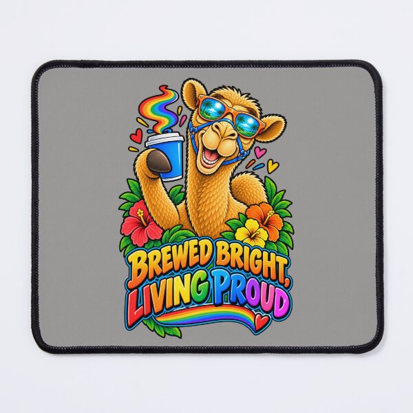 Item preview, BREWED BRIGHT, LIVING PROUD – Coffee and Colour Pride Camel – Funny Camel T-Shirt Animal Graphic Camel T-Shirt designed and sold by Camel & Quirk.