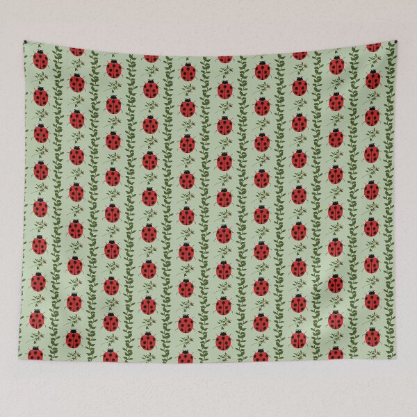 Item preview, Ladybugs and Vines - Whimsical Herb Garden Mint Green designed and sold by The Flying Bunny Studio.