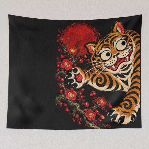 Item preview, Lucky Korean Tiger — Modern Minhwa Folk Art designed and sold by Sanctum Icons.