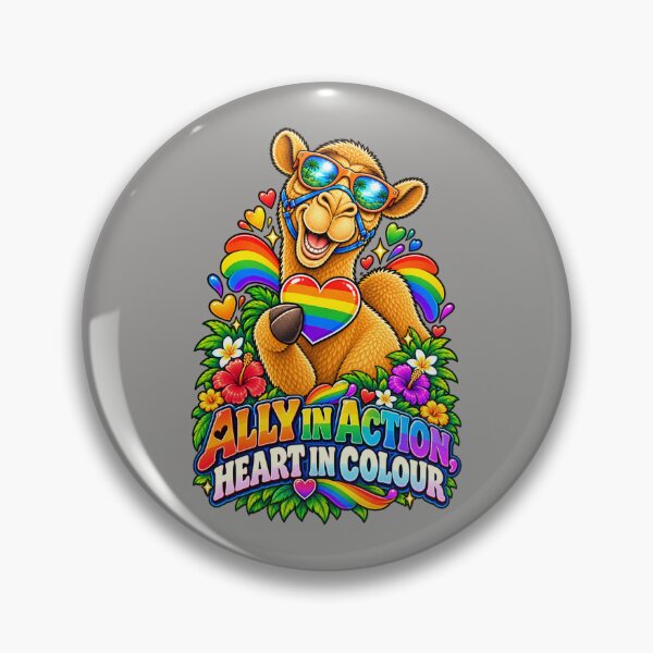 Item preview,  ALLY IN ACTION, HEART IN COLOUR – Ally With Heart Pride Camel – Funny Camel T-Shirt Animal Graphic Camel T-Shirt designed and sold by Camel & Quirk.