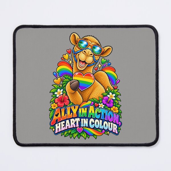 Item preview, ALLY IN ACTION, HEART IN COLOUR – Ally With Heart Pride Camel – Funny Camel T-Shirt Animal Graphic Camel T-Shirt designed and sold by Camel & Quirk.