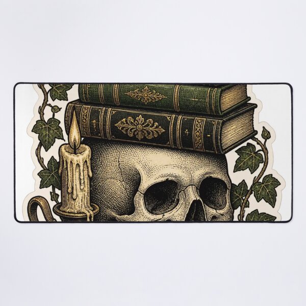 Item preview, Haunted Professor Skull Bookplate Vintage Halloween designed and sold by StickyGuys.