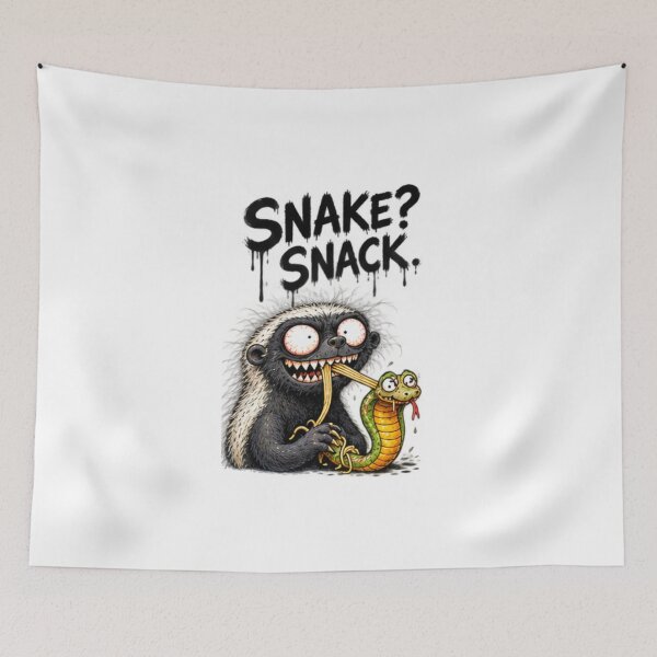 Item preview, Crazy Honey Badger Eating Snake Spaghetti Art designed and sold by paintingnou.